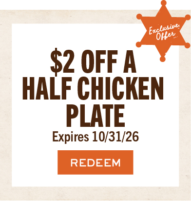 $2 Off a Half Chicken Plate